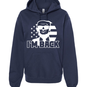 Im Back White - Navy Hoodie